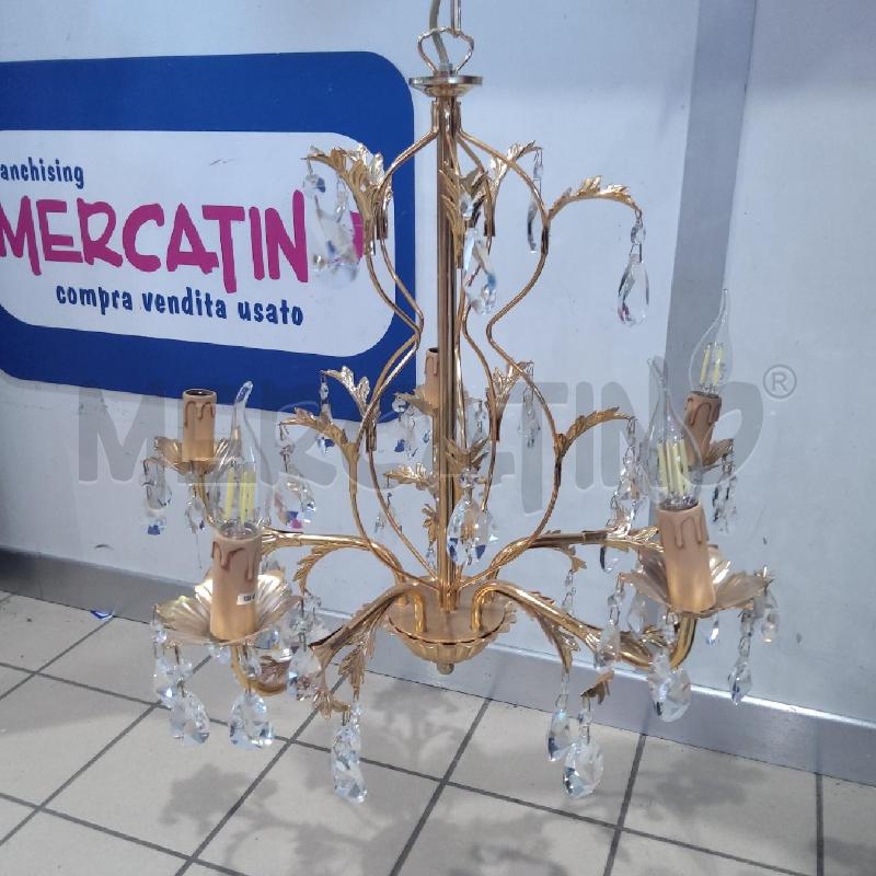 LAMPADARIO FOGLIE DORATE GOCCE 5 LUCI  | Mercatino dell'Usato San maurizio canavese 3