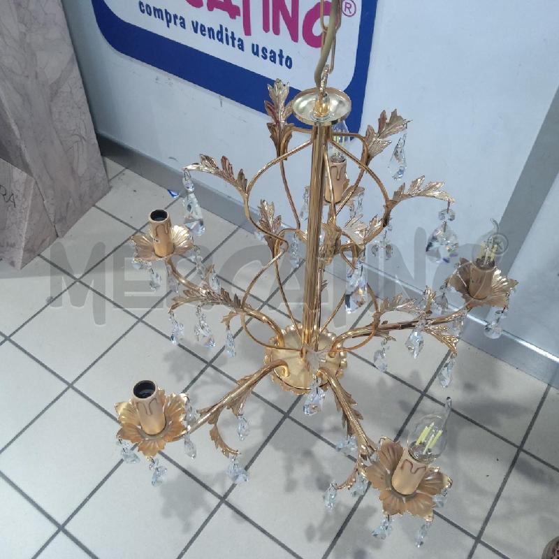 LAMPADARIO FOGLIE DORATE GOCCE 5 LUCI  | Mercatino dell'Usato San maurizio canavese 4