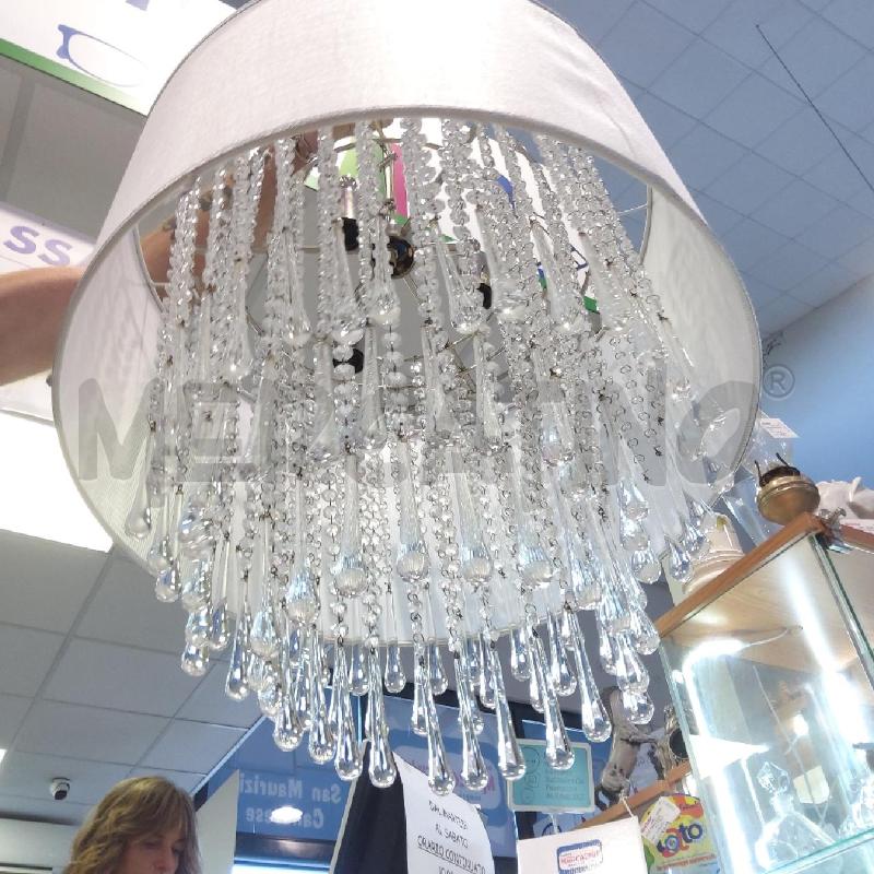 LAMPADARIO TRIPUDIO GOCCIE PENDENTI CAPPELLO BCO ACC 95  | Mercatino dell'Usato San maurizio canavese 2