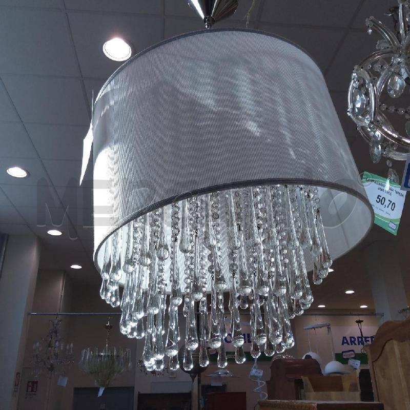 LAMPADARIO TRIPUDIO GOCCIE PENDENTI CAPPELLO BCO ACC 95  | Mercatino dell'Usato San maurizio canavese 5