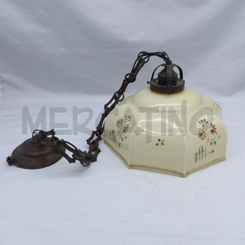 LAMPADARIO VETRO CREMA DIPINTO  | Mercatino dell'Usato San maurizio canavese 1