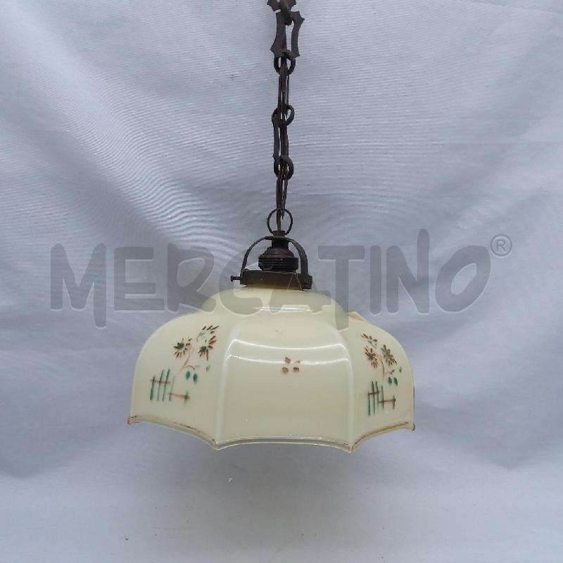 LAMPADARIO VETRO CREMA DIPINTO  | Mercatino dell'Usato San maurizio canavese 3