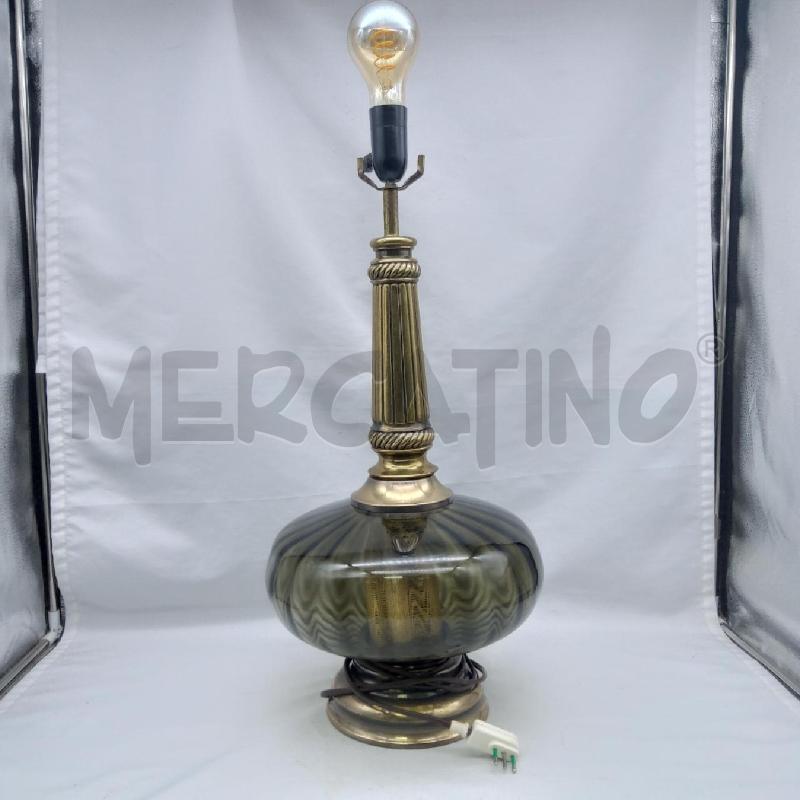 LAMPADA BASE VETRO FUMEE STELO OTTONATO 2 LUCI | Mercatino dell'Usato San maurizio canavese 1
