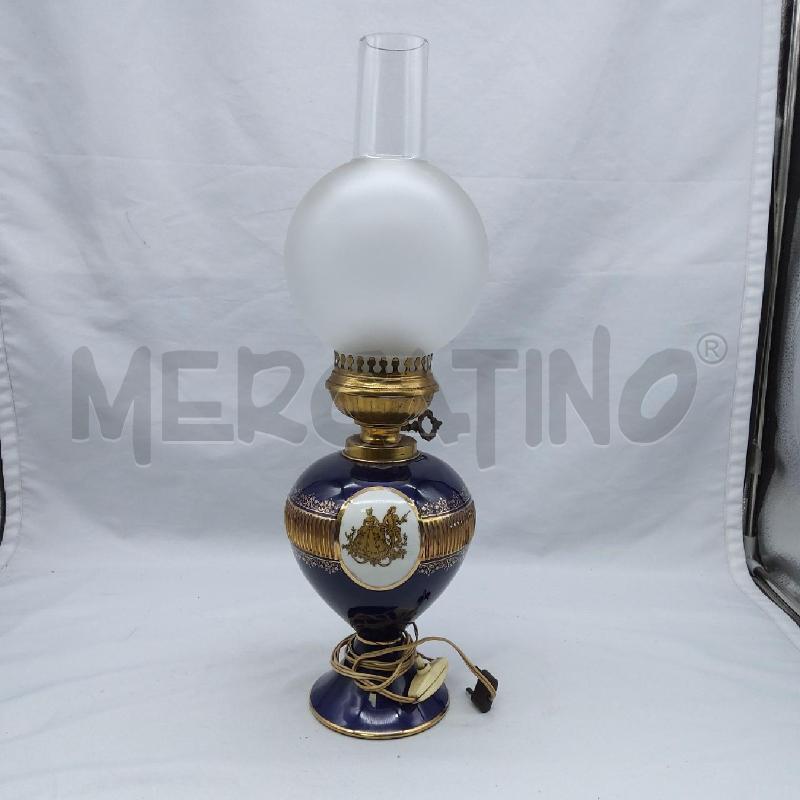 LAMPADA CHINCHE' BASE CERAMICA BLU COBALTO  | Mercatino dell'Usato San maurizio canavese 1