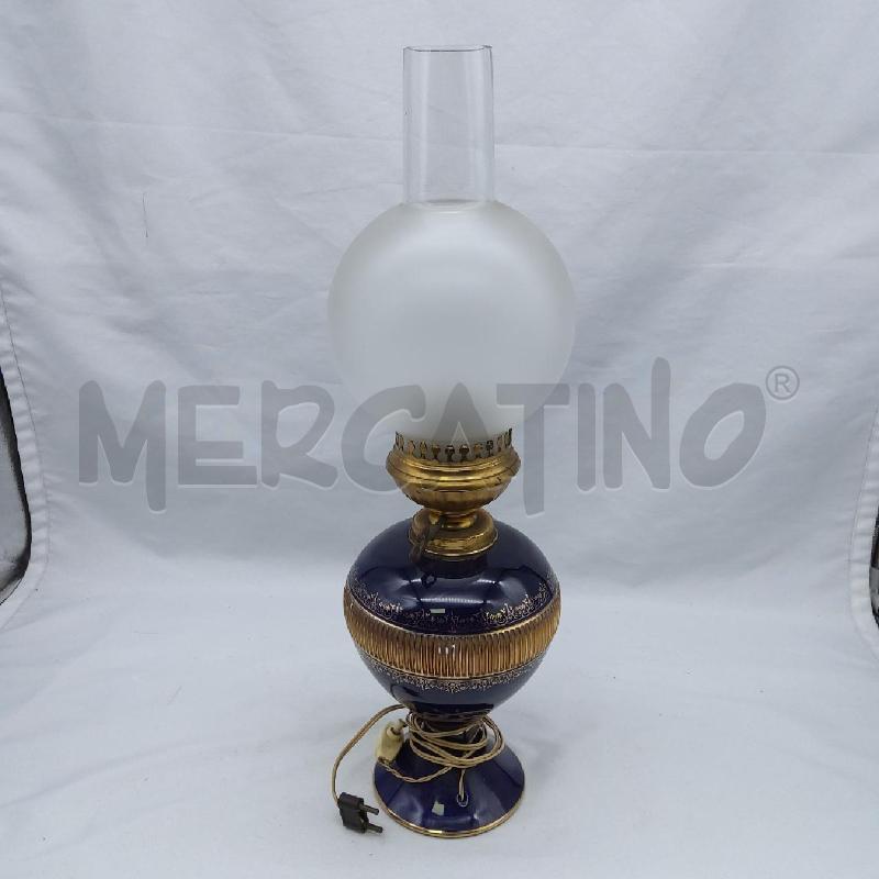 LAMPADA CHINCHE' BASE CERAMICA BLU COBALTO  | Mercatino dell'Usato San maurizio canavese 4