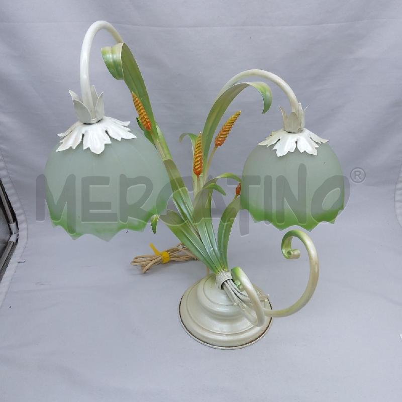 LAMPADA TAVOLA FERRO SPIGHE COPPE VETRO VERDINO OPACO | Mercatino dell'Usato San maurizio canavese 4