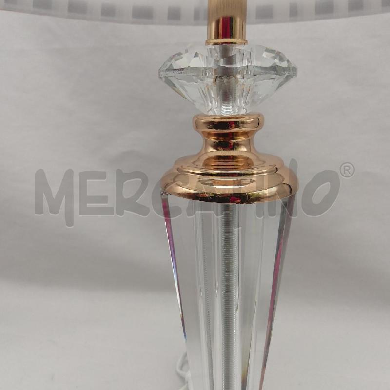 LAMPADA TAVOLO BASE METALLO DORATO CAPPELLO BIANCO PLISSETTATO | Mercatino dell'Usato San maurizio canavese 4
