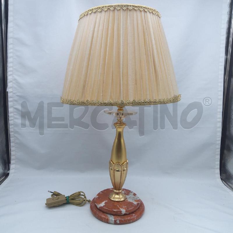 LAMPADA TAVOLO DORATA BASE ONICE CAPPELLO PLISSETTATO | Mercatino dell'Usato San maurizio canavese 1