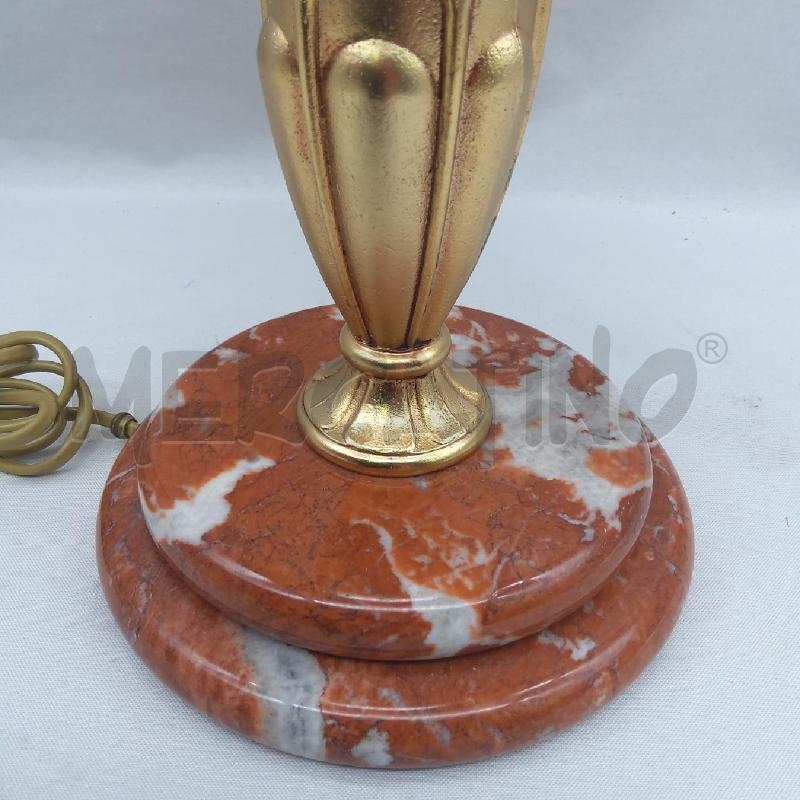 LAMPADA TAVOLO DORATA BASE ONICE CAPPELLO PLISSETTATO | Mercatino dell'Usato San maurizio canavese 4