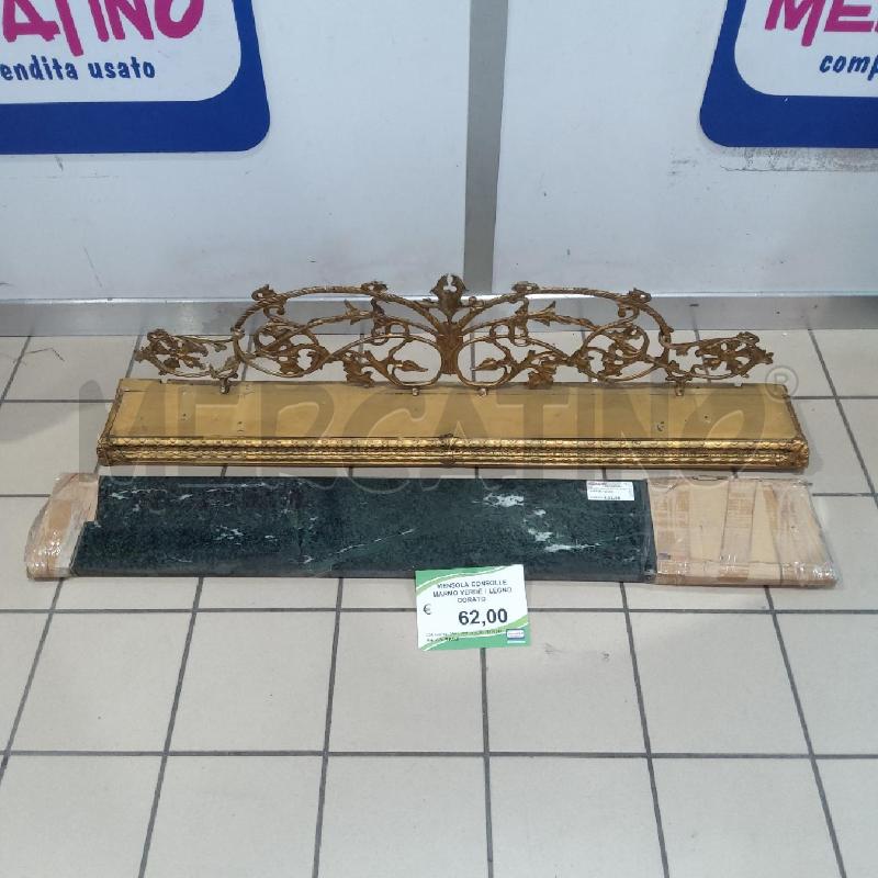 MENSOLA CONSOLLE MARMO VERDE / LEGNO DORATO | Mercatino dell'Usato San maurizio canavese 1