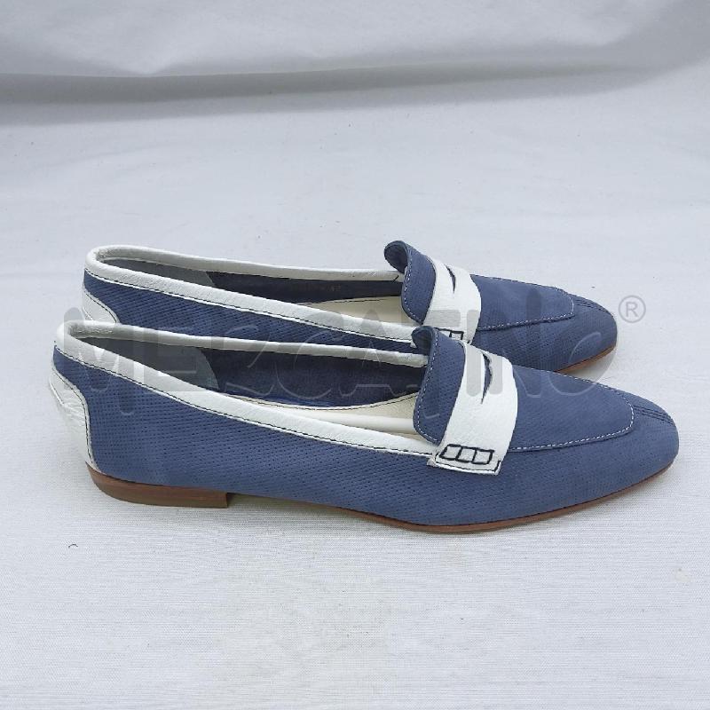 MOCASSINI DONNA FLAVIO MENORCA SC1 VERA PELLE AZZURRO TRAFORATO PELLE BIANCA  | Mercatino dell'Usato San maurizio canavese 3