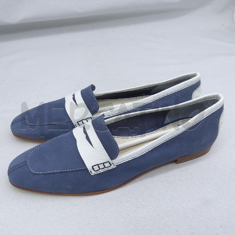 MOCASSINI DONNA FLAVIO MENORCA SC1 VERA PELLE AZZURRO TRAFORATO PELLE BIANCA  | Mercatino dell'Usato San maurizio canavese 5