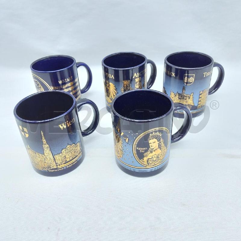 MUG PZ 5 CERAMICA BLU ORO TEMA AUSTRIA | Mercatino dell'Usato San maurizio canavese 1