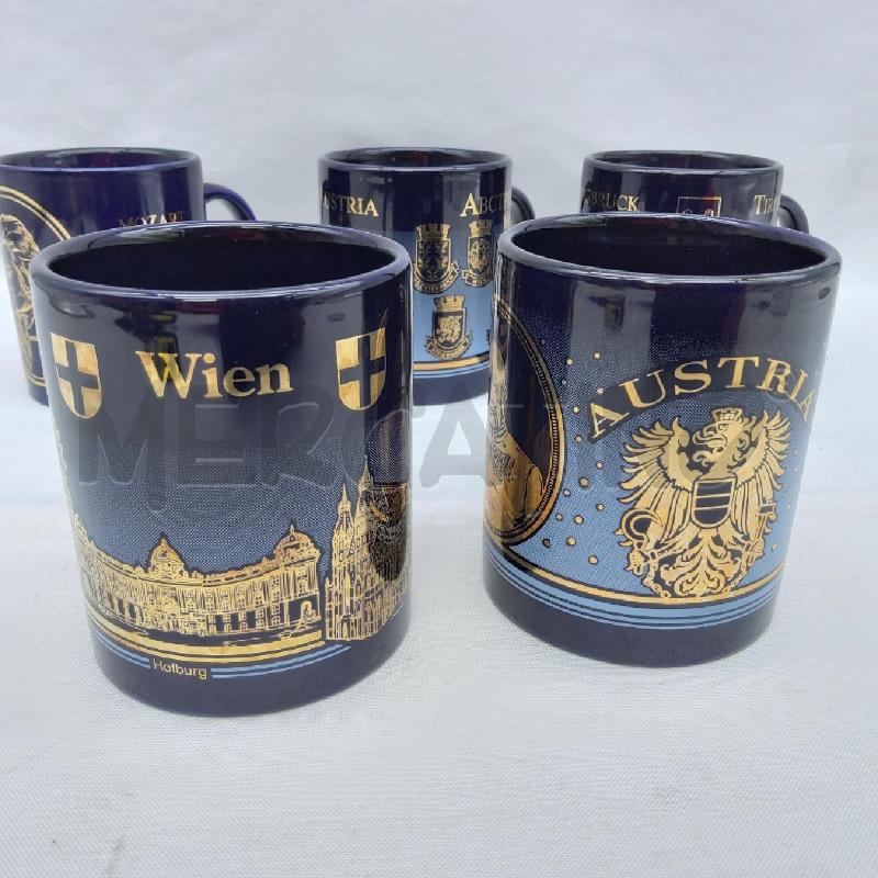 MUG PZ 5 CERAMICA BLU ORO TEMA AUSTRIA | Mercatino dell'Usato San maurizio canavese 2