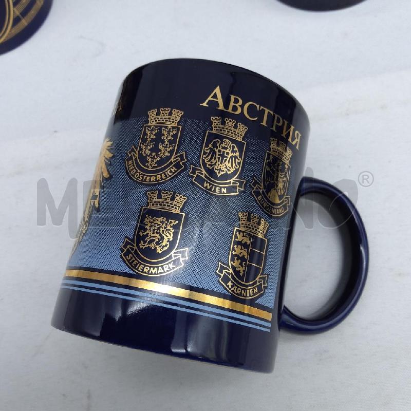 MUG PZ 5 CERAMICA BLU ORO TEMA AUSTRIA | Mercatino dell'Usato San maurizio canavese 4