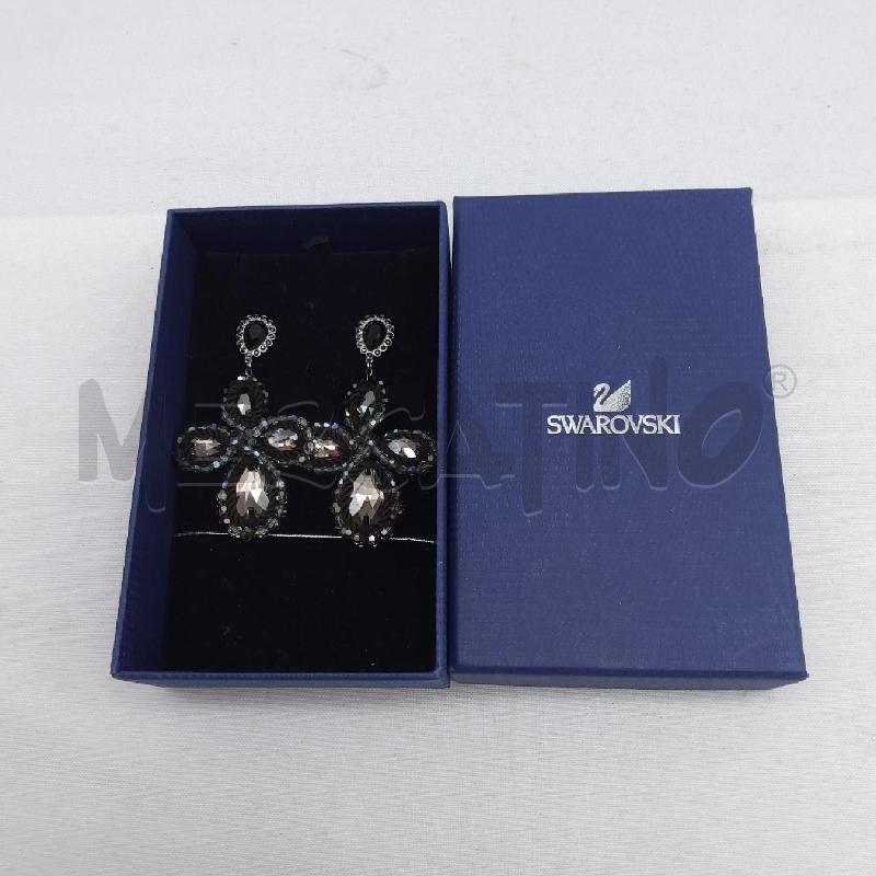 ORECCHINI SWAROVSKI GRIGIO E TESSUTO NERO INTRECCIATO  | Mercatino dell'Usato San maurizio canavese 2