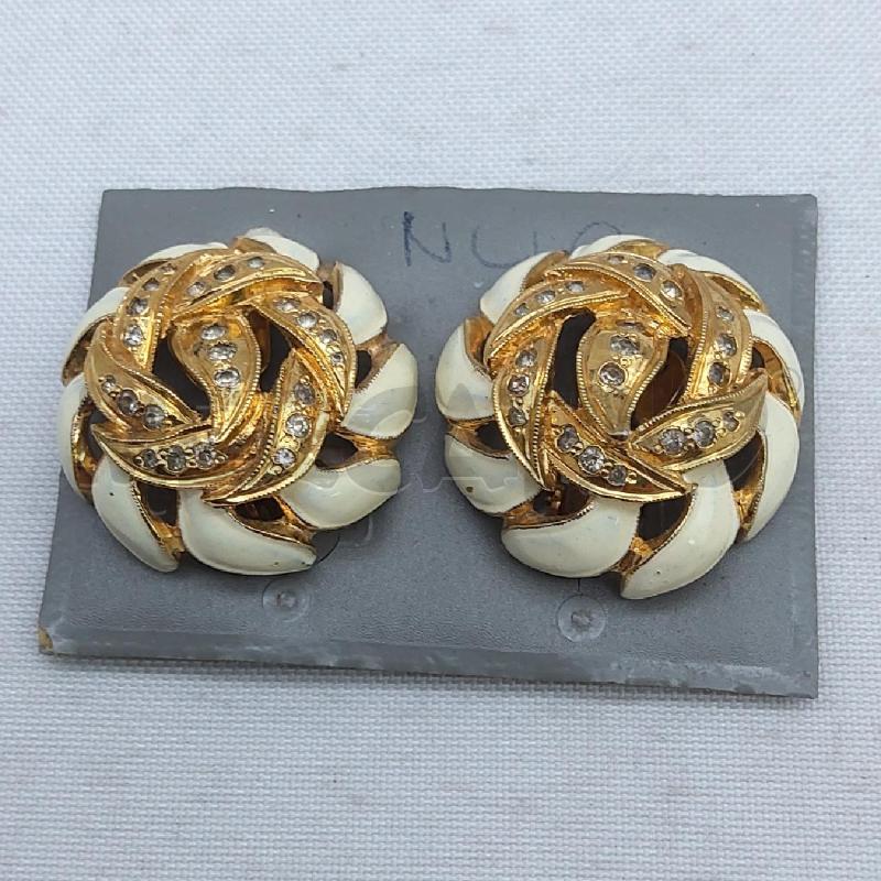 ORECCHINI VINTAGE PIERRE CARDIN CLIP PANNA E DORATO | Mercatino dell'Usato San maurizio canavese 1