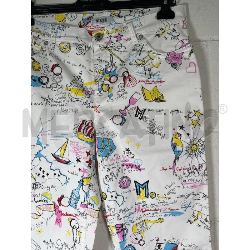 PANTALONE DONNA MOSCHINO JEANS BIANCO SCRITTE ZAMPA | Mercatino dell'Usato San maurizio canavese 2
