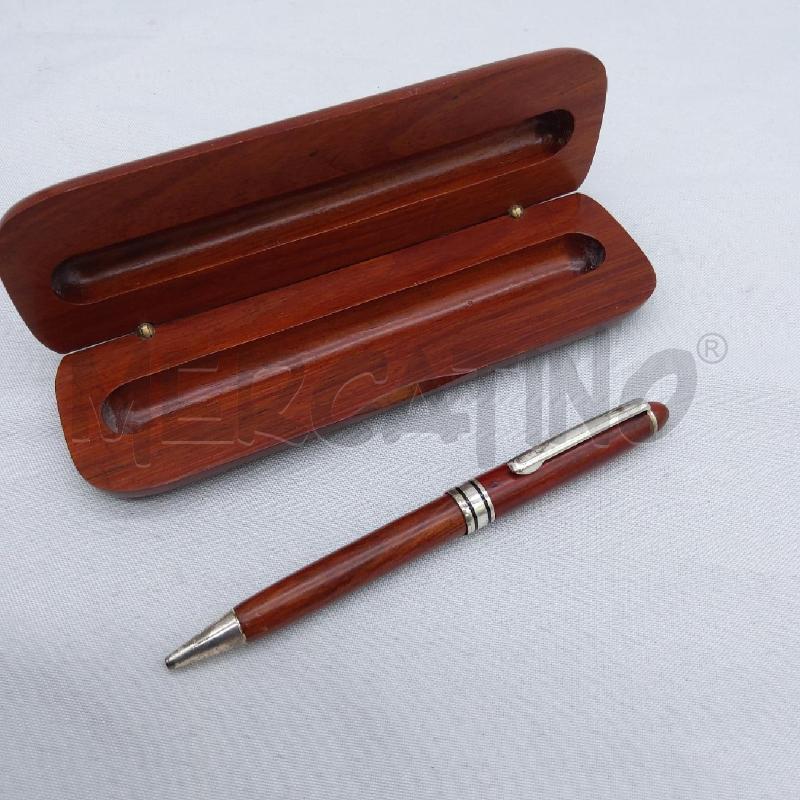 PENNA A SFERA LEGNO PLACCA ARGENTO | Mercatino dell'Usato San maurizio canavese 2