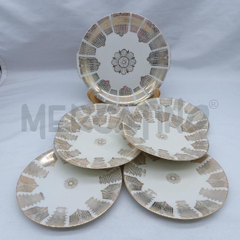 PIATTI PZ. 7 DOLCE BAVARIA AVORIO ORO GEOMETRICO | Mercatino dell'Usato San maurizio canavese 1