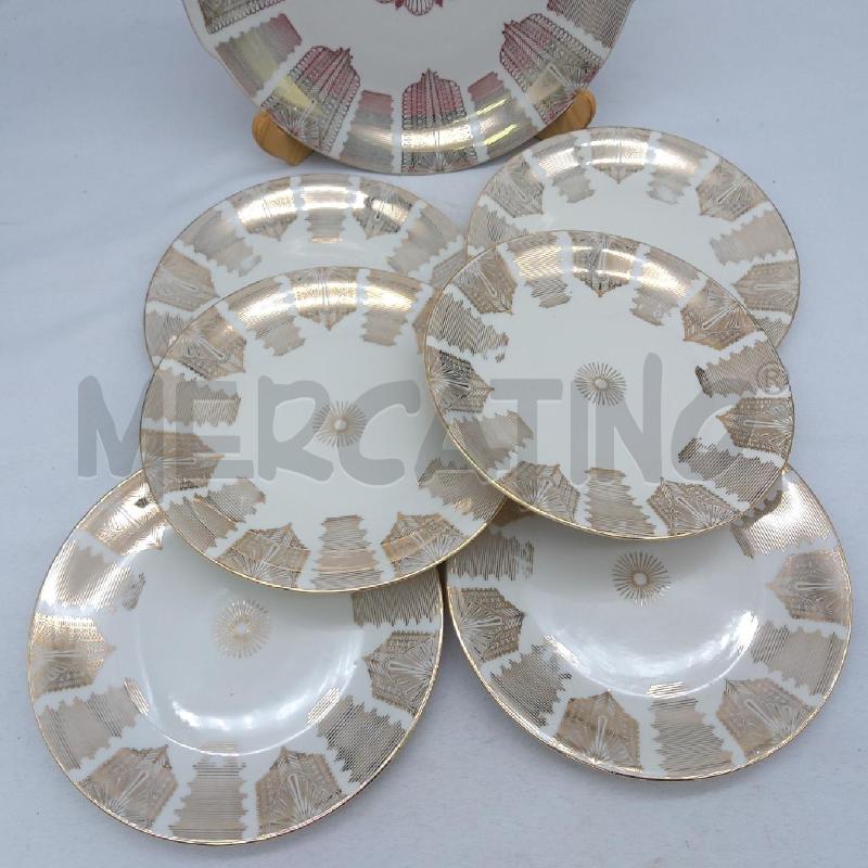 PIATTI PZ. 7 DOLCE BAVARIA AVORIO ORO GEOMETRICO | Mercatino dell'Usato San maurizio canavese 3