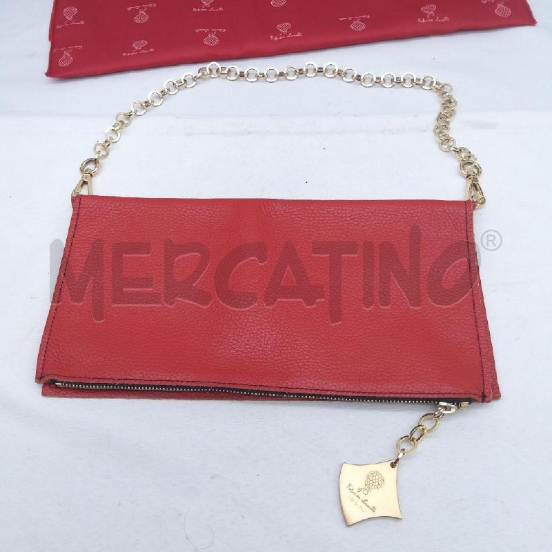 POCHETTE VERA PELLE FEDERICA LUNELLO ROSSO CATENA DORATA  | Mercatino dell'Usato San maurizio canavese 1