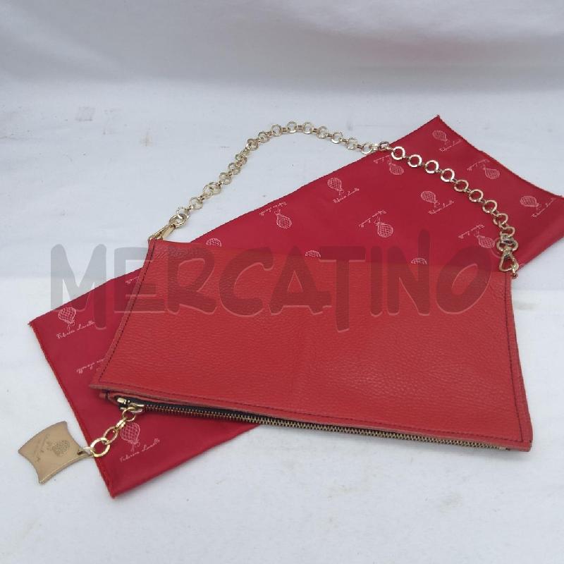 POCHETTE VERA PELLE FEDERICA LUNELLO ROSSO CATENA DORATA  | Mercatino dell'Usato San maurizio canavese 3