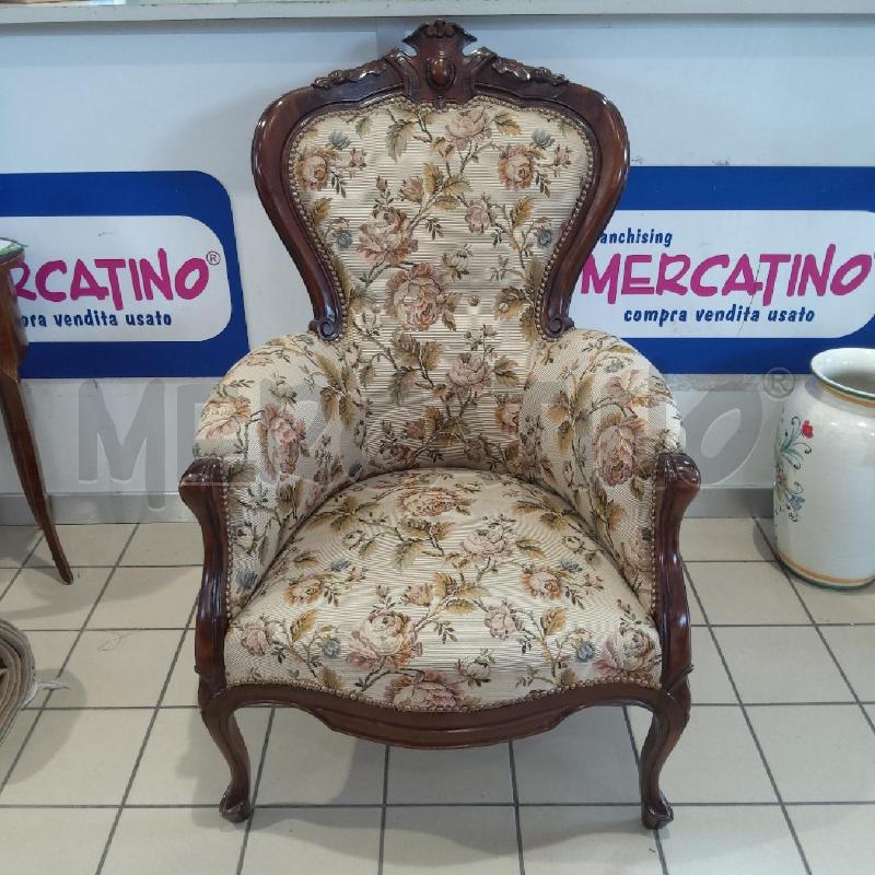 POLTRONA BAROCCHINE TESSUTO FIORI ROSA | Mercatino dell'Usato San maurizio canavese 1