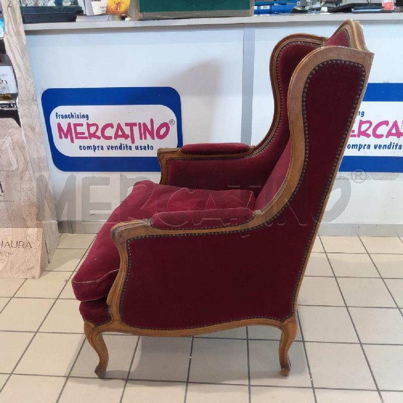 POLTRONA TIPO VELLUTO BORDEAUX PIEDINI CABRIOLE | Mercatino dell'Usato San maurizio canavese 3