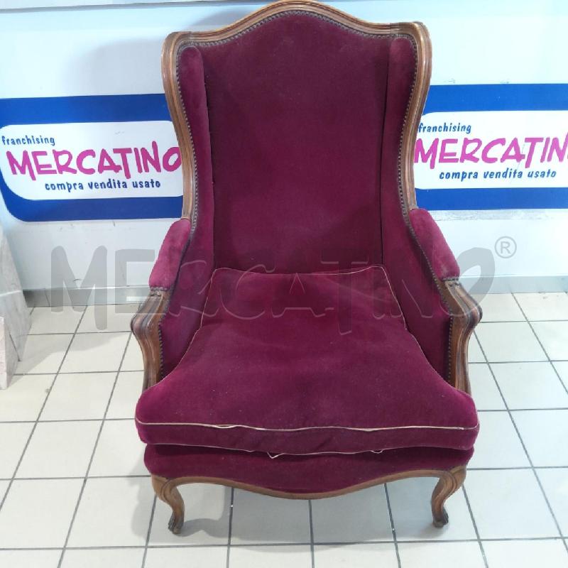 POLTRONA TIPO VELLUTO BORDEAUX PIEDINI CABRIOLE | Mercatino dell'Usato San maurizio canavese 4