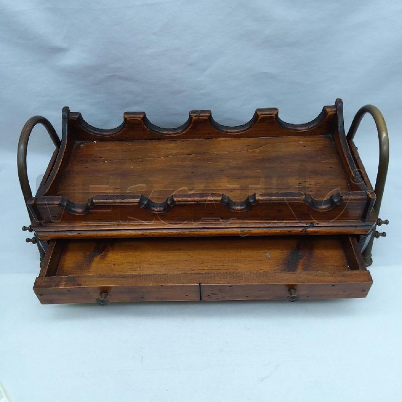 PORTA BOTTIGLIE LEGNO METALLO CON CASSETTINO | Mercatino dell'Usato San maurizio canavese 2