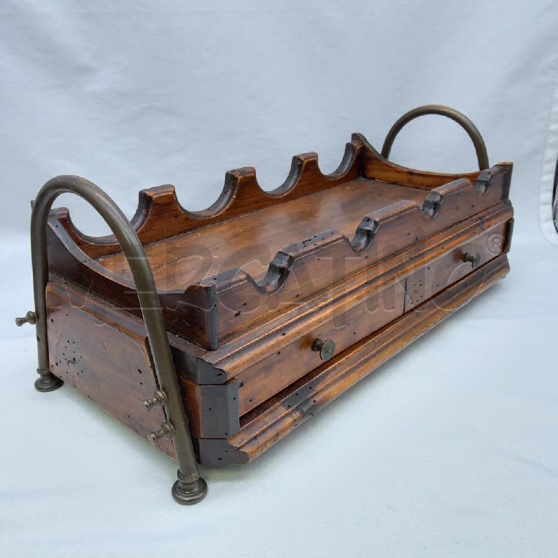 PORTA BOTTIGLIE LEGNO METALLO CON CASSETTINO | Mercatino dell'Usato San maurizio canavese 3