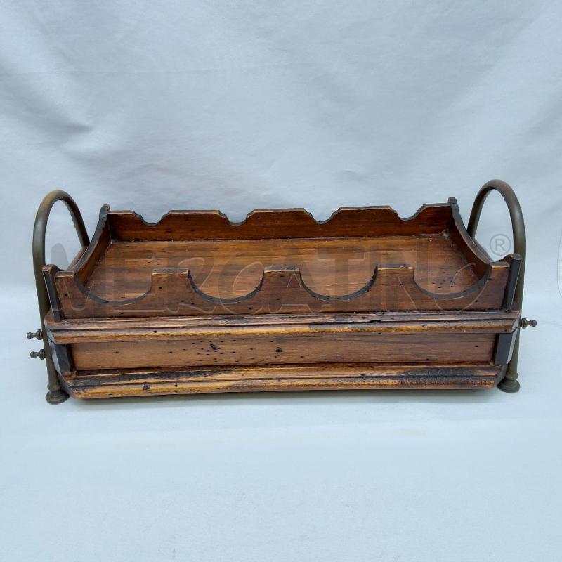 PORTA BOTTIGLIE LEGNO METALLO CON CASSETTINO | Mercatino dell'Usato San maurizio canavese 4