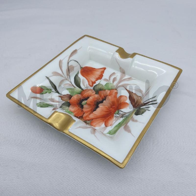 POSA CENERE QUADRATO LIMOGES DECORO PAPAVERI | Mercatino dell'Usato San maurizio canavese 1