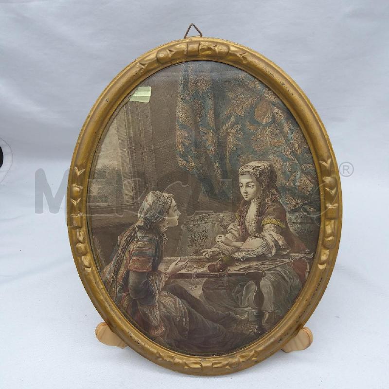 QUADRETTO OVALE STAMPA RICAMATRICI CORNICE ORO | Mercatino dell'Usato San maurizio canavese 1