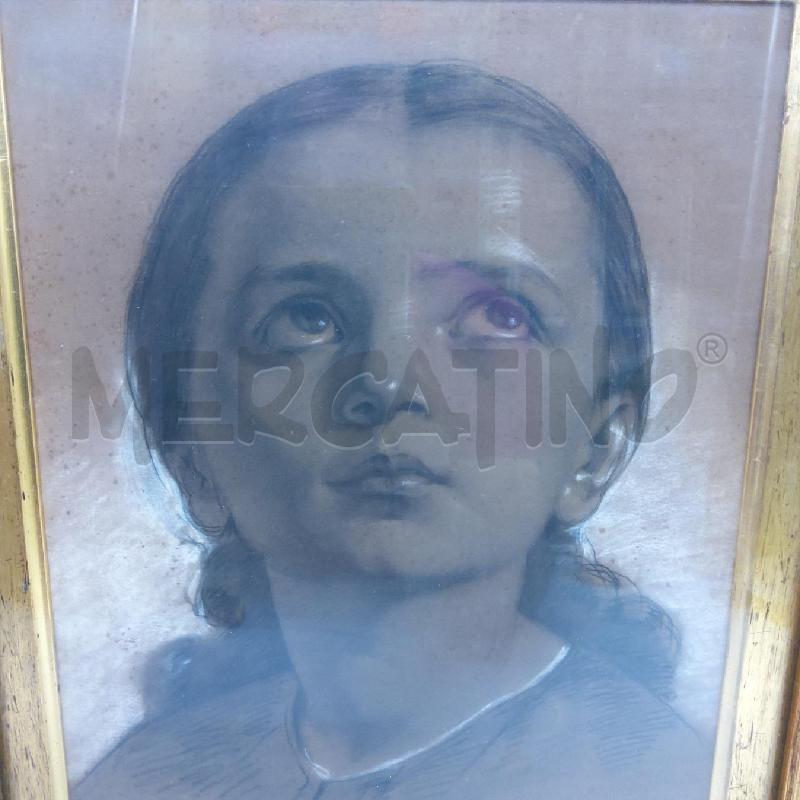 QUADRETTO VECCHIO BAMBINA SGUARDO ALTO CORNICE  | Mercatino dell'Usato San maurizio canavese 4