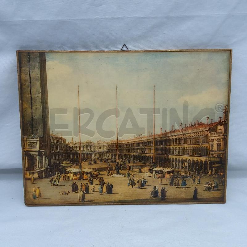 QUADRETTO VECCHIO STAMPA SU LEGNO VENEZIA PIAZZA | Mercatino dell'Usato San maurizio canavese 1