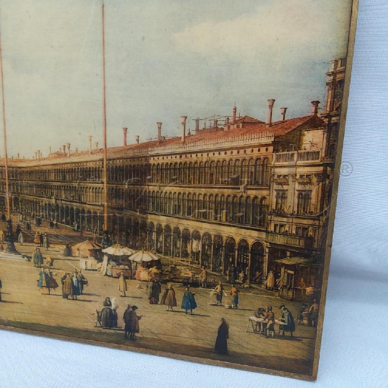 QUADRETTO VECCHIO STAMPA SU LEGNO VENEZIA PIAZZA | Mercatino dell'Usato San maurizio canavese 2