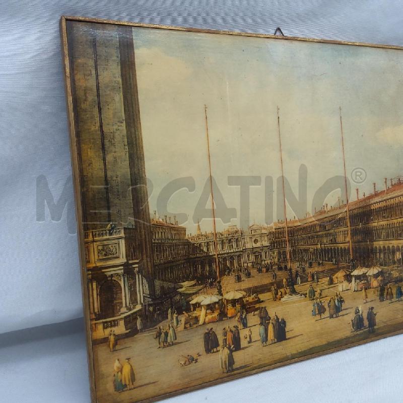 QUADRETTO VECCHIO STAMPA SU LEGNO VENEZIA PIAZZA | Mercatino dell'Usato San maurizio canavese 3