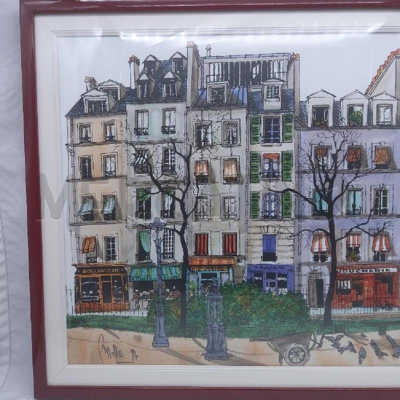 QUADRO ALAIN BATHELOT PALAZZI CON NEGOZI DI PARIGI | Mercatino dell'Usato San maurizio canavese 2