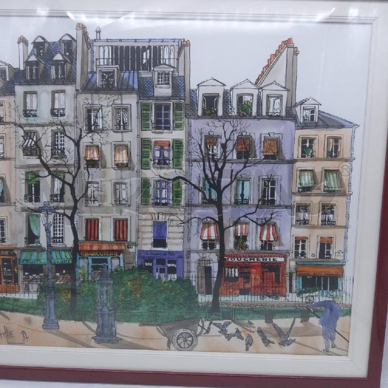 QUADRO ALAIN BATHELOT PALAZZI CON NEGOZI DI PARIGI | Mercatino dell'Usato San maurizio canavese 3