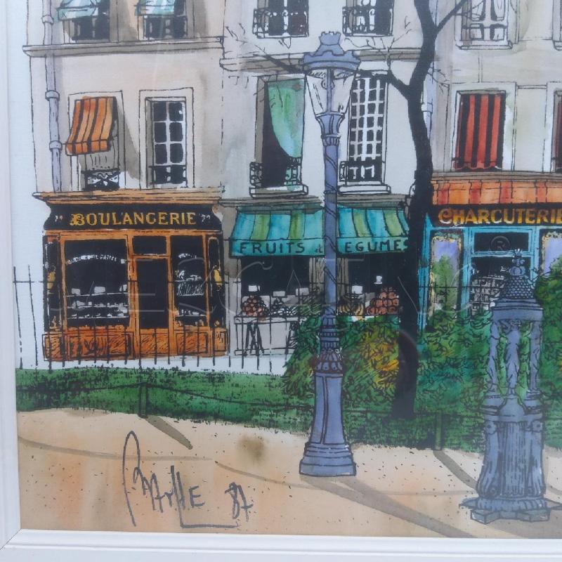 QUADRO ALAIN BATHELOT PALAZZI CON NEGOZI DI PARIGI | Mercatino dell'Usato San maurizio canavese 4