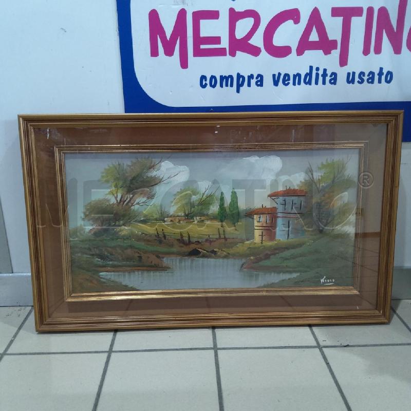QUADRO BASILEO NICANDRO FIORE FIAMMINGO 30X60 PAESAGGIO SU LAGHETTO | Mercatino dell'Usato San maurizio canavese 1