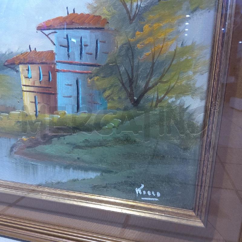 QUADRO BASILEO NICANDRO FIORE FIAMMINGO 30X60 PAESAGGIO SU LAGHETTO | Mercatino dell'Usato San maurizio canavese 3