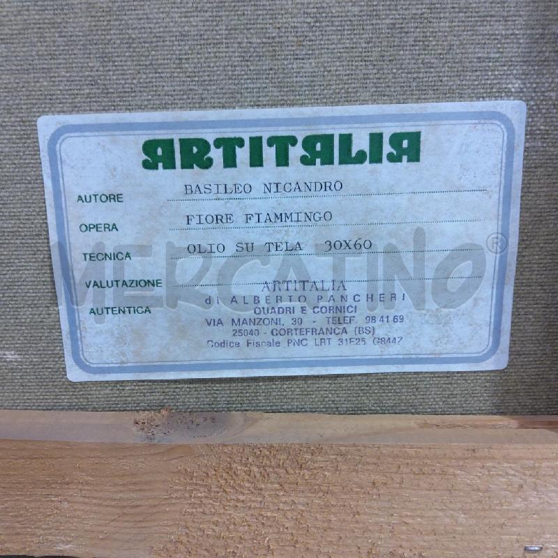QUADRO BASILEO NICANDRO FIORE FIAMMINGO 30X60 PAESAGGIO SU LAGHETTO | Mercatino dell'Usato San maurizio canavese 5