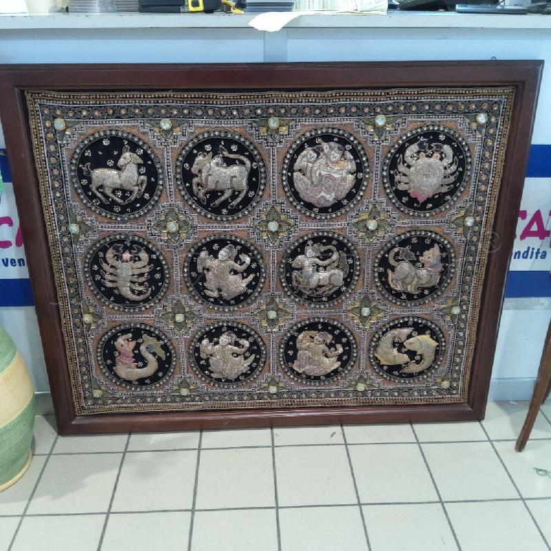 QUADRO BATIK SEGNI ZODIACALI CORN LEGNO | Mercatino dell'Usato San maurizio canavese 1