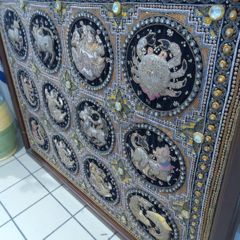 QUADRO BATIK SEGNI ZODIACALI CORN LEGNO | Mercatino dell'Usato San maurizio canavese 3