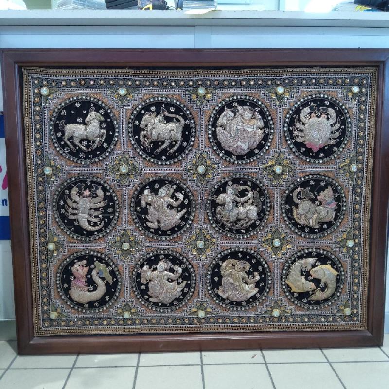 QUADRO BATIK SEGNI ZODIACALI CORN LEGNO | Mercatino dell'Usato San maurizio canavese 4