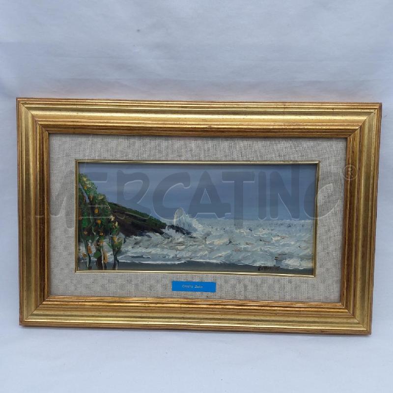 QUADRO CARMINE RUSSO MARE MOSSO CORNICE DORATA | Mercatino dell'Usato San maurizio canavese 1