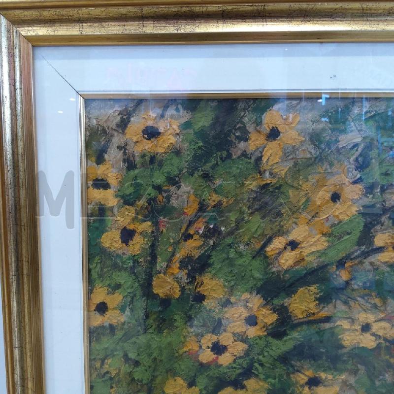 QUADRO FIORI GIALLI BOTTIGLIA ROSSA  | Mercatino dell'Usato San maurizio canavese 2